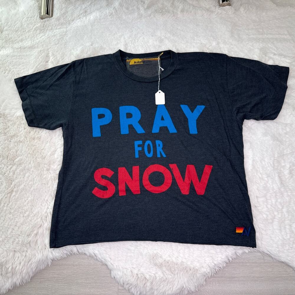 Aviator Nation-Pray For Snow Tee-Women’s Size Large-Brand New Authentic